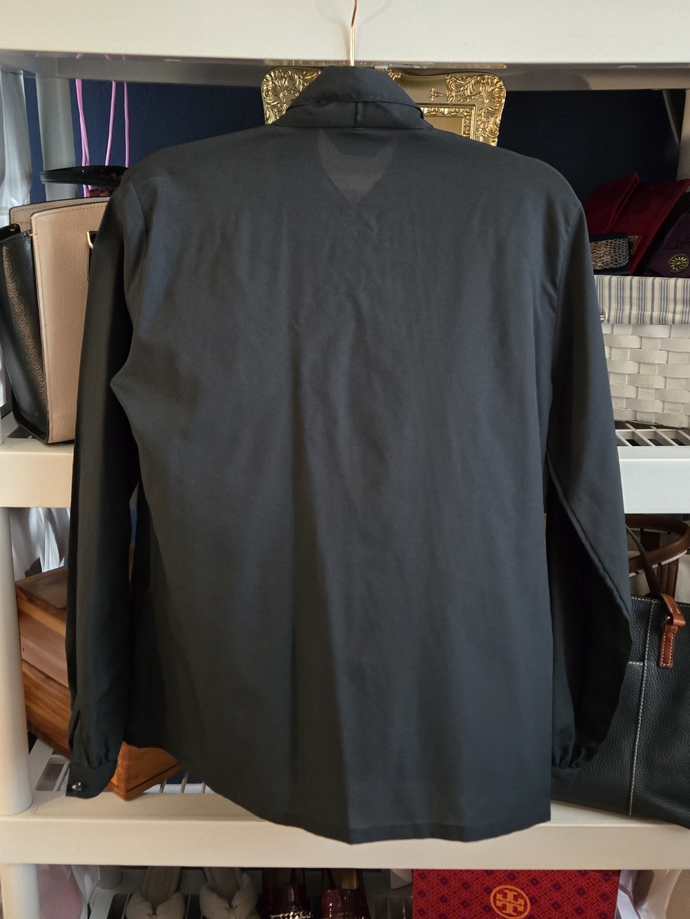 Vintage Alicia Cottage Core Black Tie-Neck Blouse - Picture 5 of 9